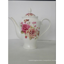 Eco-friendly feature porcelain teapot with flower printing with golden